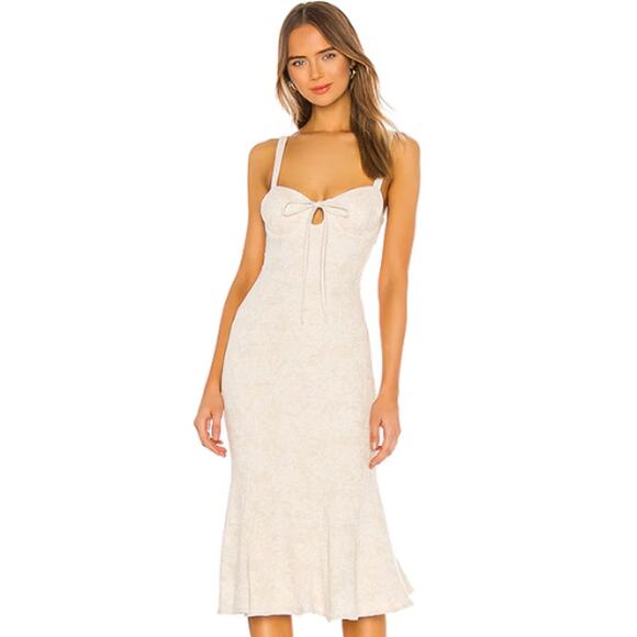 MAJORELLE Fabiana Midi Dress in Oatmilk NWT Size Small - Picture 1 of 4